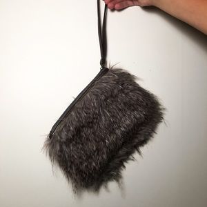 Faux fur wristlet purse